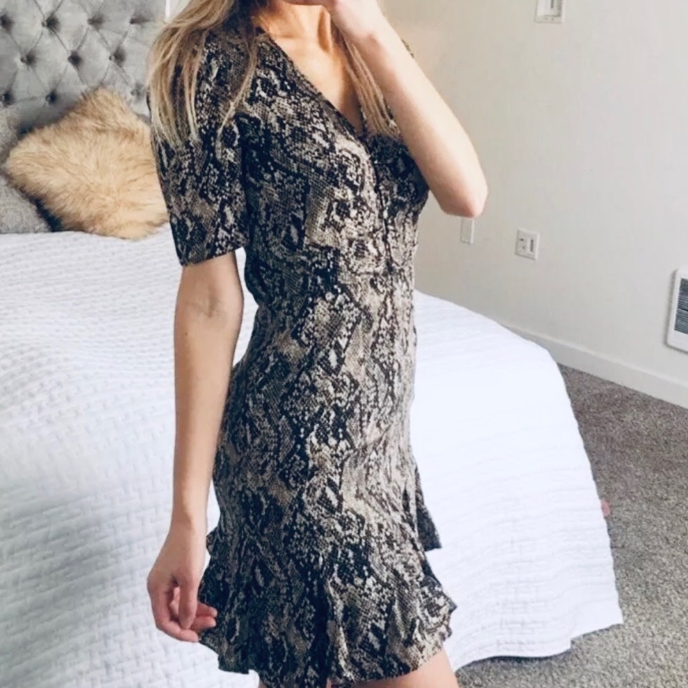 Veronica Beard Black and Cream Patterned Mini Dress